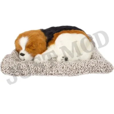 Brown Black Sleeping Dog Showpiece Premium Large Decorative Toy for Car & Table Decor, 26 cm