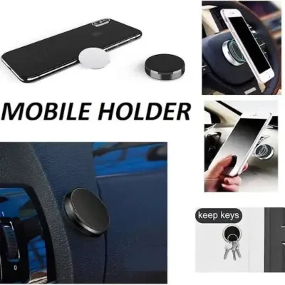 Magnetic Car Dashboard Mobile Holder – Premium Metal Body Phone Mount (Black)