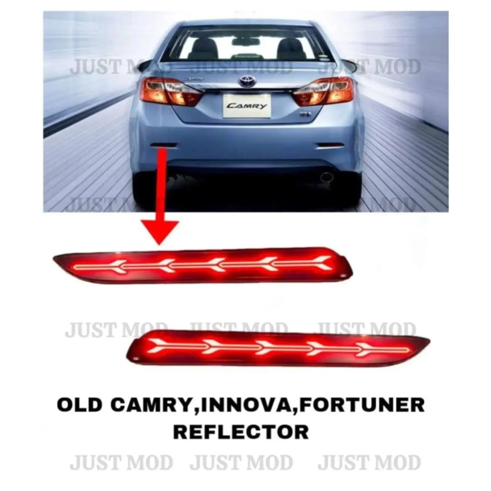 JUST MOD LED Matrix Reflector – Premium Type B Running Indicator for Innova, Fortuner & Camry (Red) - Image 2