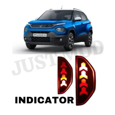 JUST MOD Tata Punch Matrix Reflector Light – Premium LED Type L1 with Scan Running Indicator (2021 Model, Red)