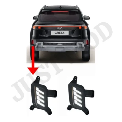 JUST MOD Creta Matrix Reflector Light – Premium Smoke LED Type A with Scan, Indicator & Reverse Light (2024+ Model, Red)