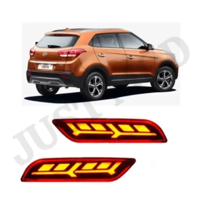 JUST MOD Creta LED Reflector Light – Premium 2 Function Non-Matrix Type D for Hyundai Creta 2018+ (Red)