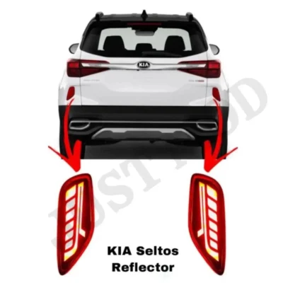 JUST MOD Kia Seltos Matrix Reflector Light – Premium 3 Function LED Type B with Running Indicator (Waterproof, Red)