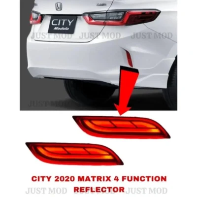JUST MOD City Matrix Reflector Light – Premium LED Type A with Running Indicator for Honda City 2020+ (Red)