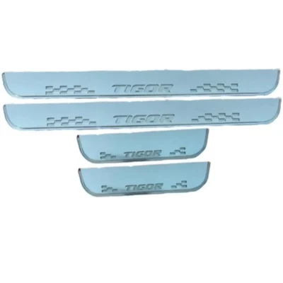 Just Mod Tata Tigor LED Sill Plate – Premium Chrome Finish Scuff Plate Set of 4 (Blue Light)