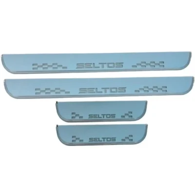 Just Mod KIA Seltos LED Sill Plate – Premium Chrome Finish Scuff Plate Set of 4 (Blue Light)