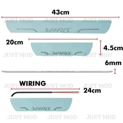 Just Mod Yaris LED Sill Plate – Premium Chrome Finish Scuff Plate Set of 4 (Blue Light)