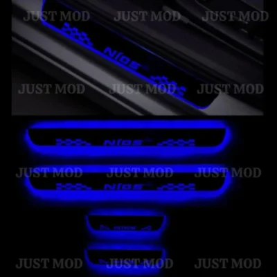 Just Mod Nios LED Sill Plate – Premium Chrome Finish Scuff Plate Set of 4 (Blue Light)