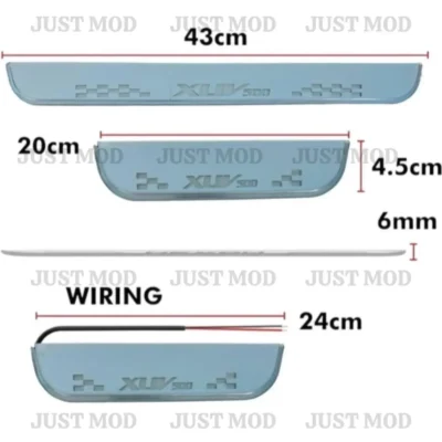 Just Mod XUV500 LED Sill Plate – Premium Chrome Finish Scuff Plate Set of 4 (Blue Light)