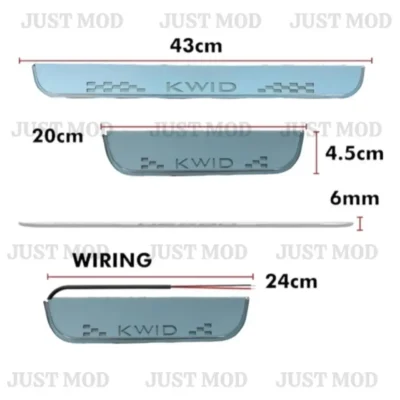 Just Mod Kwid LED Sill Plate – Premium Chrome Finish Scuff Plate Set of 4 (Blue Light)
