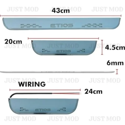 Just Mod Etios LED Sill Plate – Premium Chrome Finish Scuff Plate Set of 4 (Blue Light)