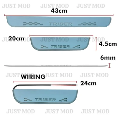 Triber LED Sill Plate – Premium Chrome Finish Scuff Plate Set of 4 (Blue Light)