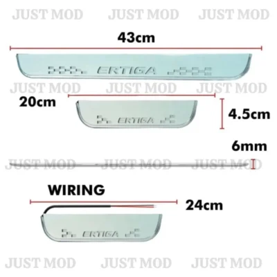 Just Mod Ertiga LED Sill Plate – Premium Chrome Finish Scuff Plate Set of 4 (Blue Light)