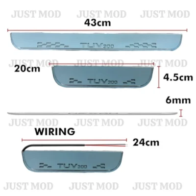 Just Mod TUV300 LED Sill Plate – Premium Chrome Finish Scuff Plate Set of 4 (Blue Light)