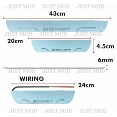 Just Mod Sonet LED Sill Plate – Premium Chrome Finish Scuff Plate Set of 4 (Blue Light)