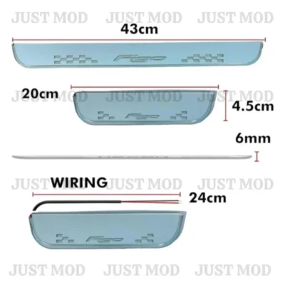Just Mod Figo LED Sill Plate – Premium Chrome Finish Scuff Plate Set of 4 (Blue Light)