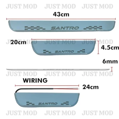 Just Mod Santro LED Sill Plate – Premium Chrome Finish Scuff Plate Set of 4 (Blue Light)
