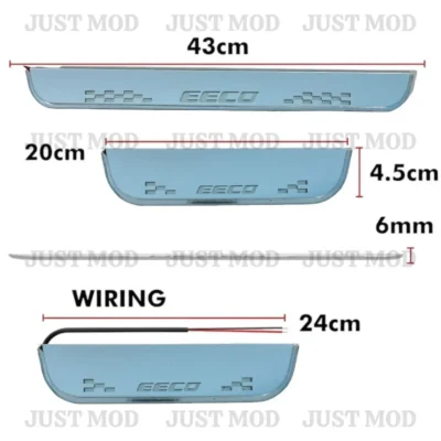 Just Mod Eeco LED Sill Plate – Premium Chrome Finish Scuff Plate Set of 4 (Blue Light)