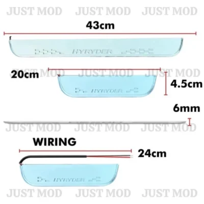 Just Mod Hyryder LED Sill Plate – Premium Chrome Finish Scuff Plate Set of 4 (Blue Light)