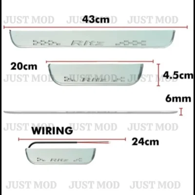 Just Mod Ritz LED Sill Plate – Premium Chrome Finish Scuff Plate Set of 4 (Blue Light)