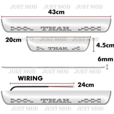 Just Mod Thar LED Sill Plate – Premium Chrome Finish Scuff Plate Set of 4 (Blue Light)