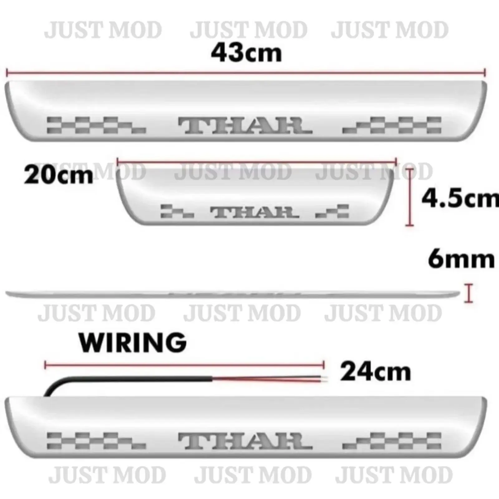Just Mod Thar LED Sill Plate – Premium Chrome Finish Scuff Plate Set of 4 (Blue Light) - Image 4