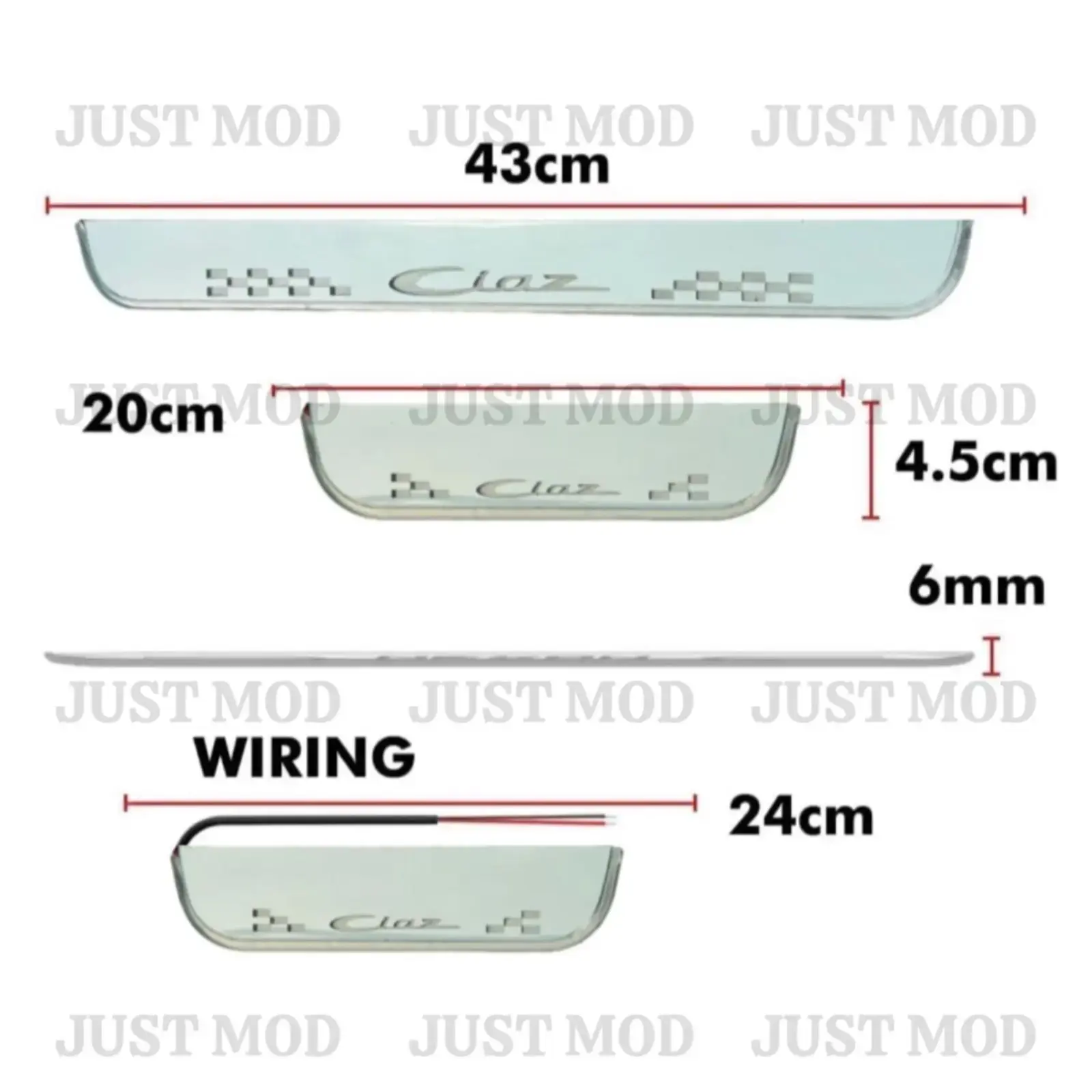 Just Mod Ciaz LED Sill Plate – Premium Chrome Finish Scuff Plate Set of 4 (Blue Light) - Image 3