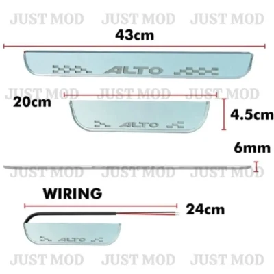 Just Mod Alto LED Sill Plate – Premium Chrome Finish Scuff Plate Set of 4 (Blue Light)