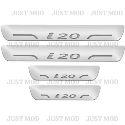 Just Mod i20 LED Sill Plate – Premium Chrome Finish Scuff Plate Set of 4 (Blue Light)