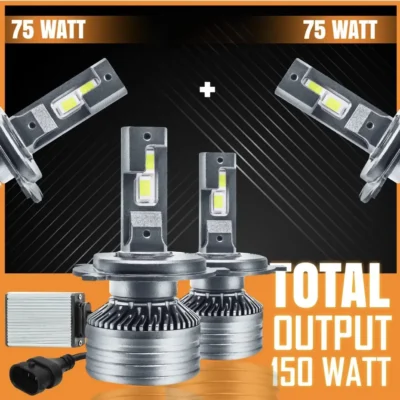 Fabtech Crystal Eye 150W H4 LED Headlight – Ultra Bright 12000LM White Beam Pack
