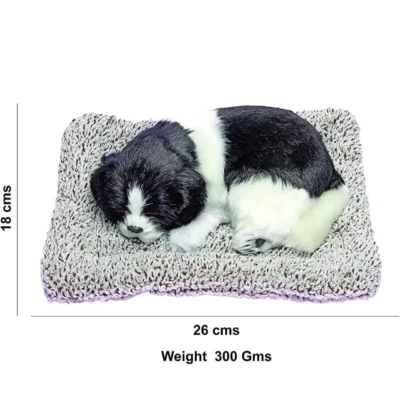 Black & White Sleeping Dog Decorative Showpiece Large Size for Car & Table Decor 26 cm