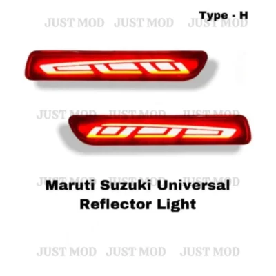 JUST MOD Maruti Suzuki Rear Reflector Light – Premium 2 Function Type H Waterproof Red LED (Non-Matrix)