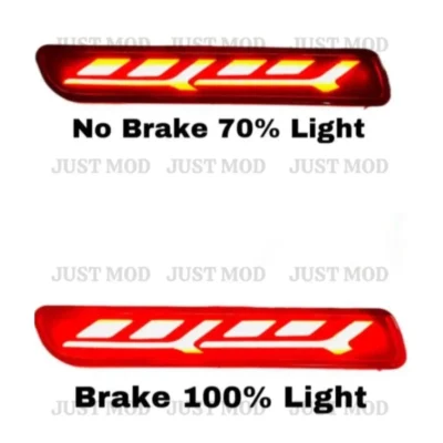 JUST MOD Maruti Suzuki Rear Bumper Reflector – Premium Type D 2 Function Red Light (Non-Matrix)
