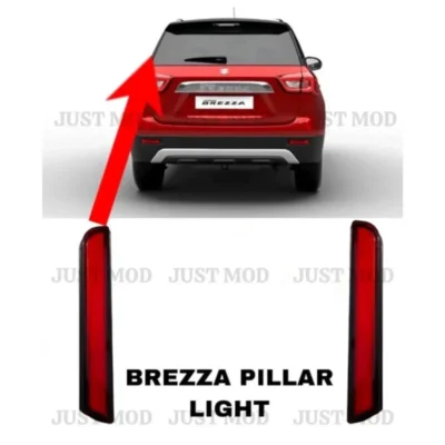 JUST MOD Maruti Suzuki Vitara Brezza Pillar Light – Premium 2 Function Non-Matrix LED Reflector (Red)