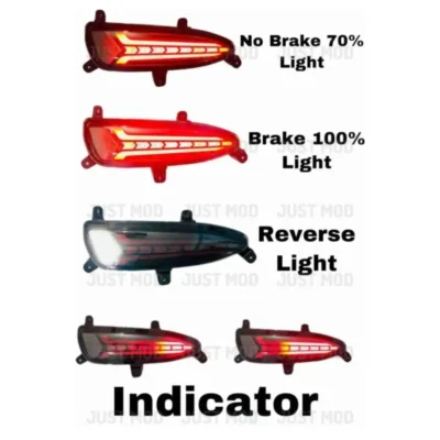 JUST MOD i20 Elite Matrix Reflector Light – Premium 4 Function LED Type 2 with Brake, Indicator & Reverse Light (2018)