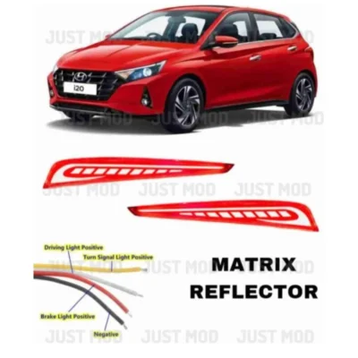 JUST MOD i20 Matrix Reflector Light – Premium 3 Function LED Type E with Running Indicator (2020+ Model)