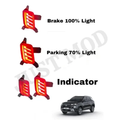 JUST MOD Creta Matrix Reflector Light – Premium LED Type A with Scan Running Indicator (2024+ Model, Red)