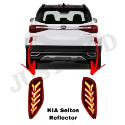 JUST MOD Kia Seltos Reflector Light – Premium 3 Function LED Type A with Running Indicator (Waterproof, Red)