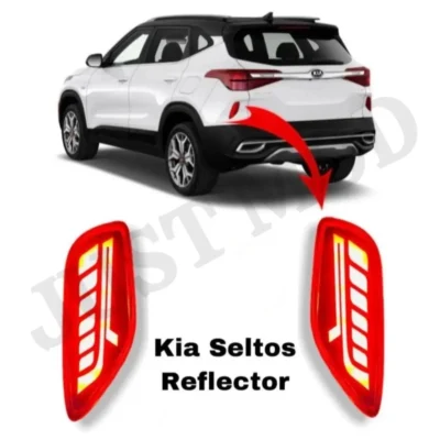 JUST MOD Kia Seltos Matrix Reflector Light – Premium 3 Function LED Type B with Running Indicator (Waterproof, Red)