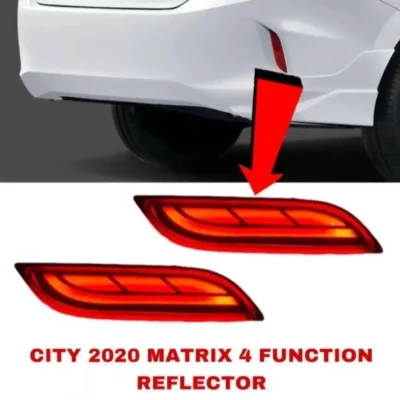 Just Mod Honda City Matrix Reflector Light – Premium 2020 LED with Running Indicator (Pack of 2, Red)