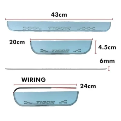 Just Mod Tata Tigor LED Sill Plate – Premium Chrome Finish Scuff Plate Set of 4 (Blue Light)