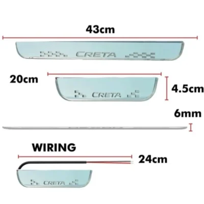 Just Mod Creta LED Sill Plate – Premium Chrome Finish Scuff Plate Set of 4 (Blue Light)