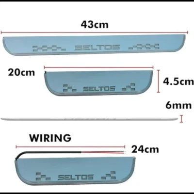 Just Mod KIA Seltos LED Sill Plate – Premium Chrome Finish Scuff Plate Set of 4 (Blue Light)