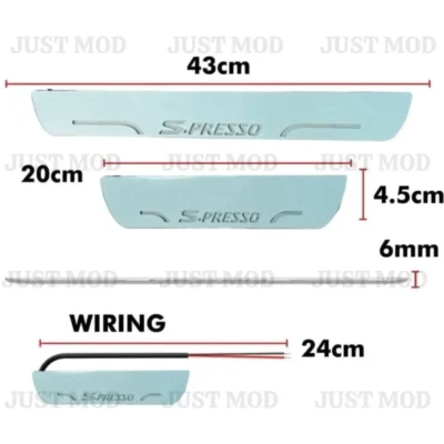 Just Mod S Presso LED Sill Plate – Premium Chrome Finish Scuff Plate Set of 4 (Blue Light)