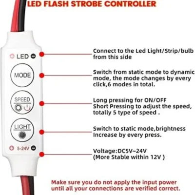 LED Flasher Module LED Dimmer – Premium 12V/24V Strip Light Controller Switch