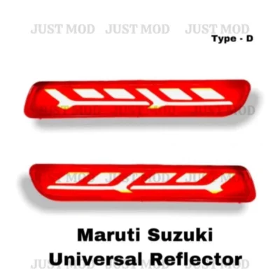 JUST MOD Maruti Suzuki Rear Bumper Reflector – Premium Type D 2 Function Red Light (Non-Matrix)