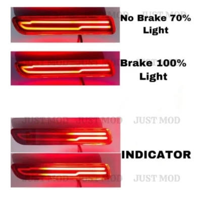 JUST MOD Suzuki Rear Bumper LED Reflector – Premium Type A Waterproof LED with Running Indicator (Red)