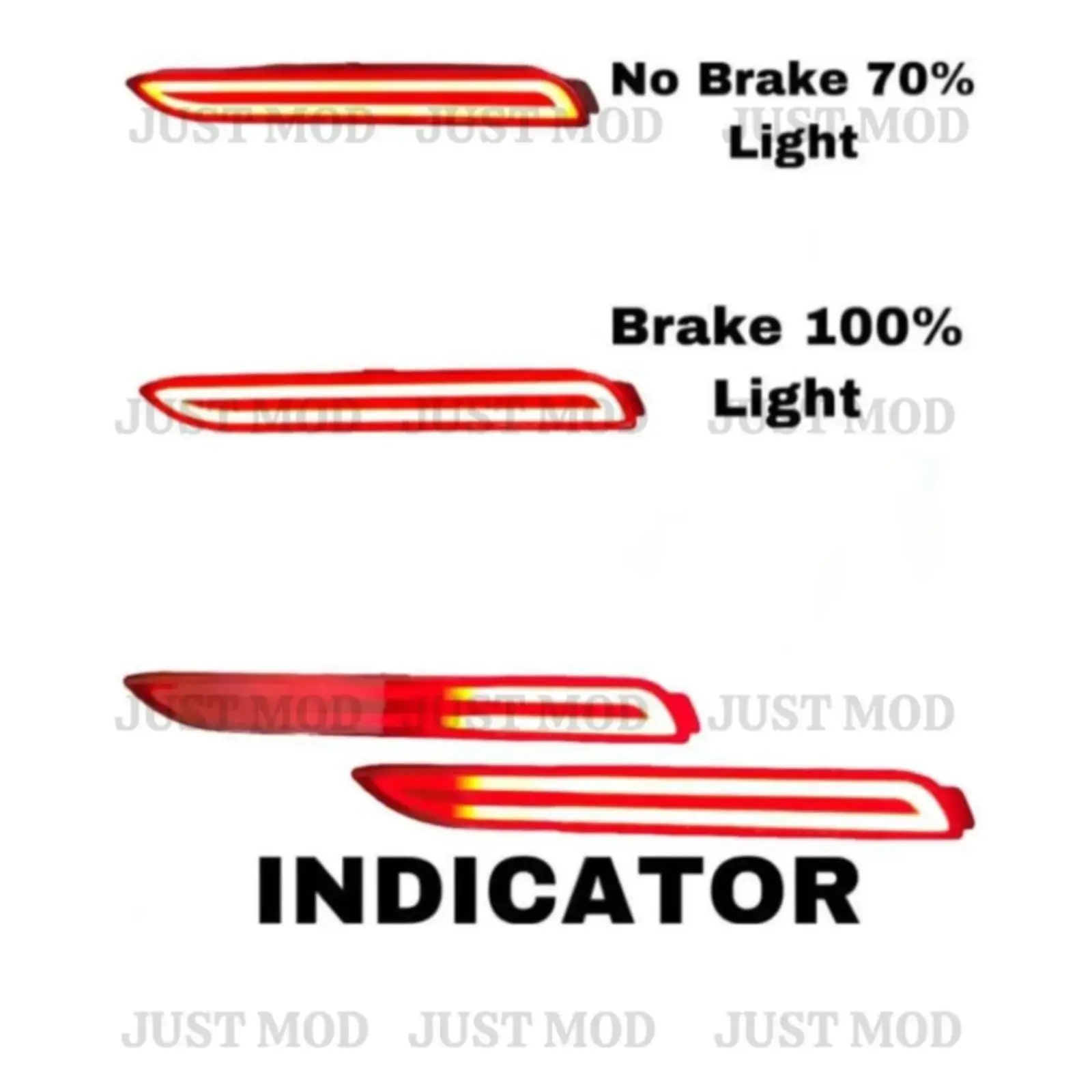 JUST MOD Matrix Reflector Light – Premium Type E LED Reflector with Indicator for Innova, Fortuner & Camry (Red) - Image 3