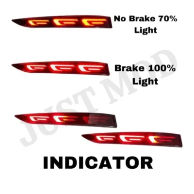 JUST MOD Verna Matrix Reflector – Premium Type A LED with Running Indicator (Red) for Verna 2017–19