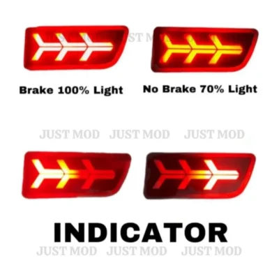 JUST MOD Scorpio Matrix Reflector Light – Premium 3 Function LED Type A with Running Indicator (1 Set)